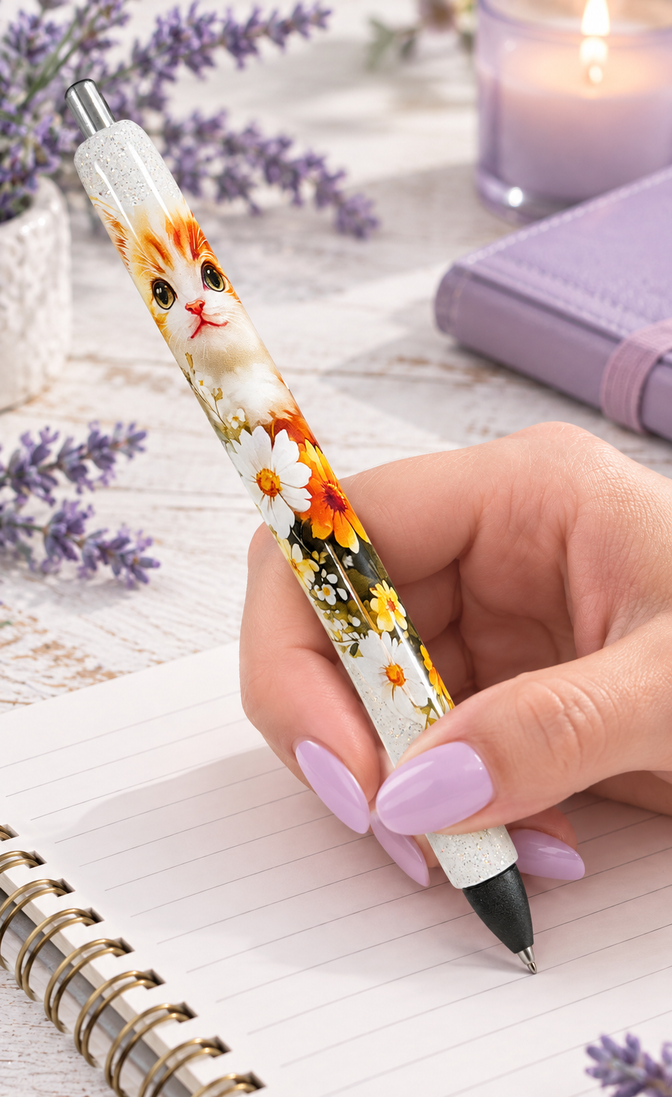 Handmade Cat glitter pen with free refill 4