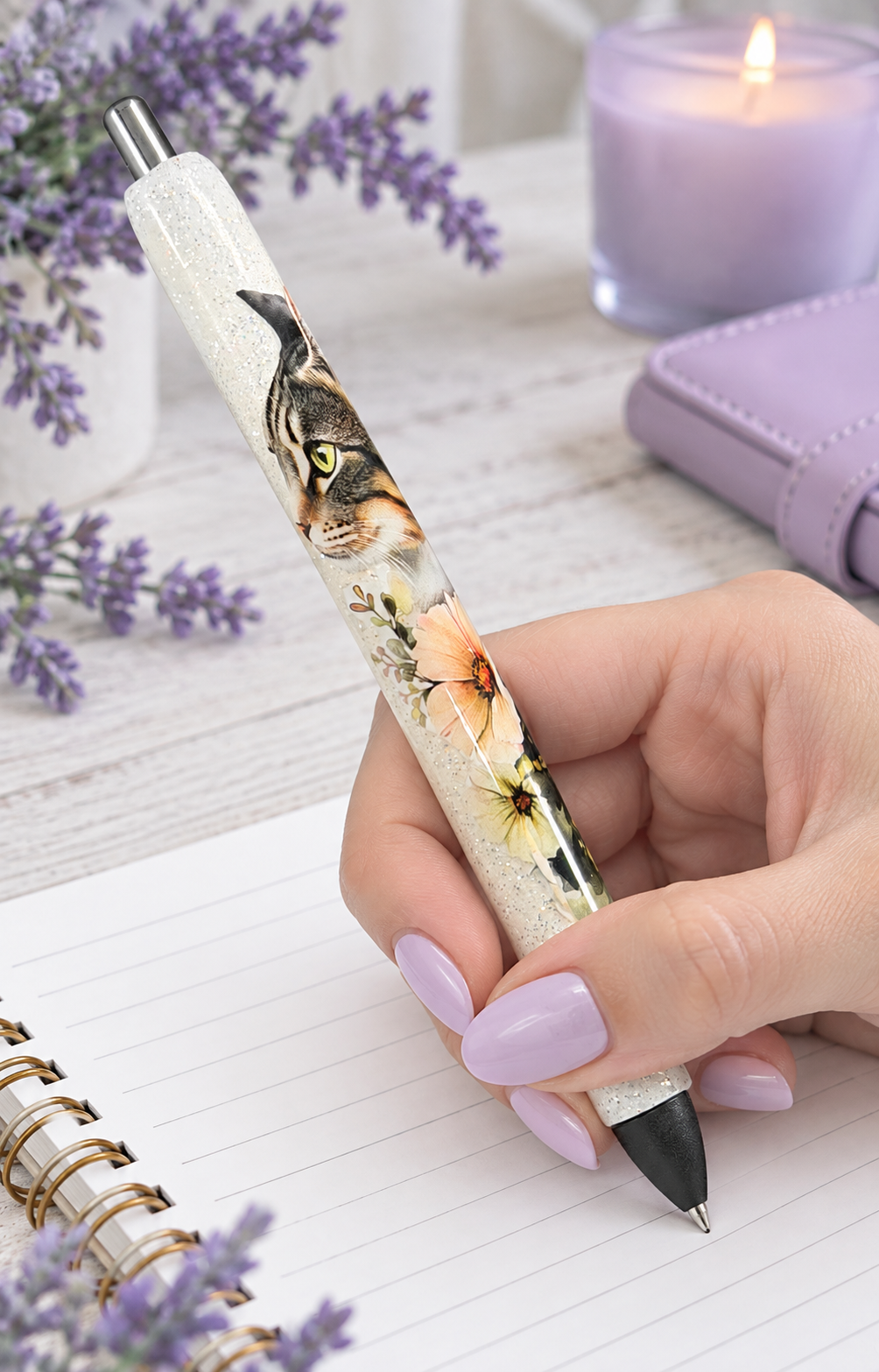Handmade Cat glitter pen with free refill 5