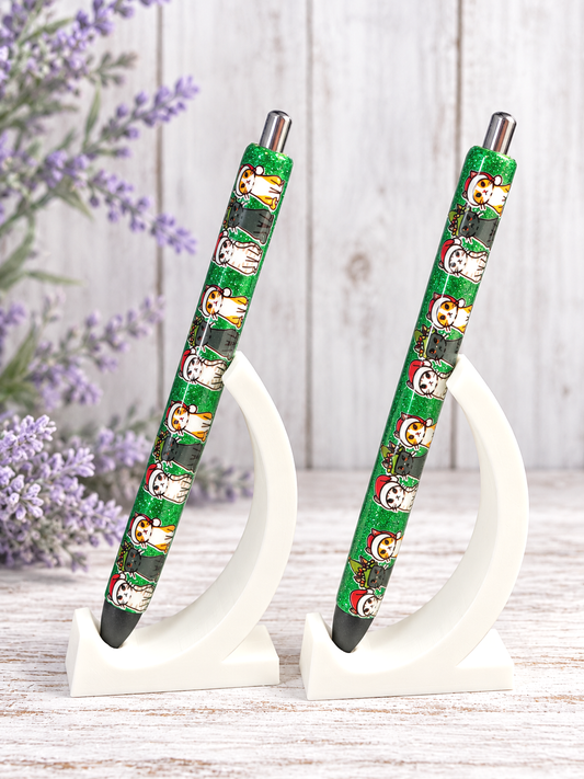 Handmade Christmas Cats in Hats glitter pen with free refill