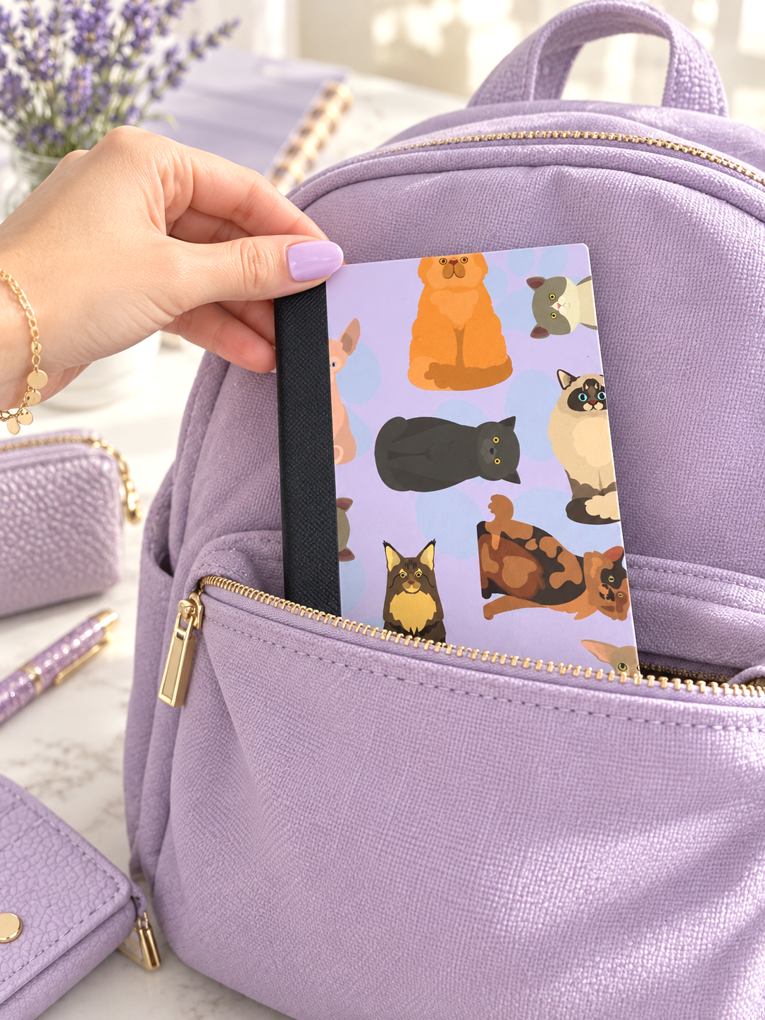 Decorative Vinyl Covered MINIATURE Composition Notebook Cats