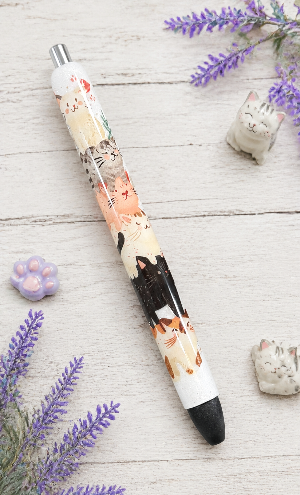Handmade Cute Cats glitter pen with free refill