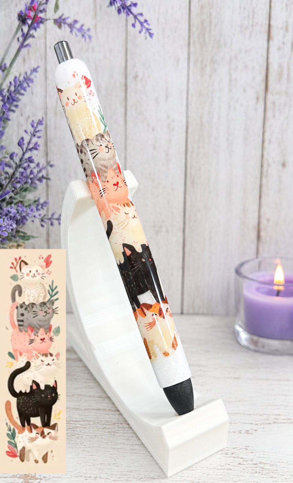 Handmade Cute Cats glitter pen with free refill