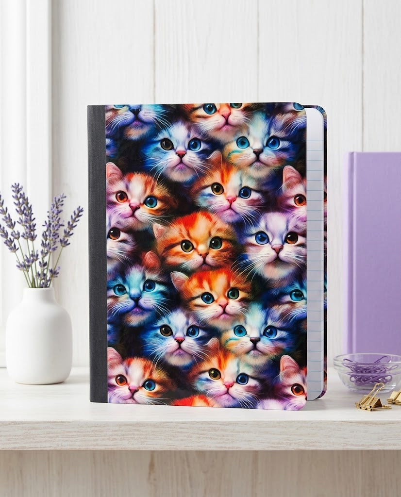 Decorative Vinyl Covered Composition Notebook Cat Faces