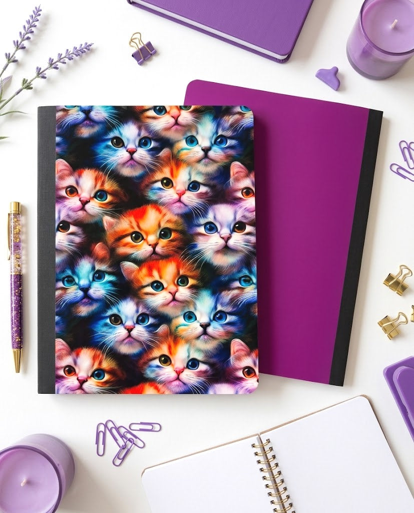 Decorative Vinyl Covered Composition Notebook Cat Faces