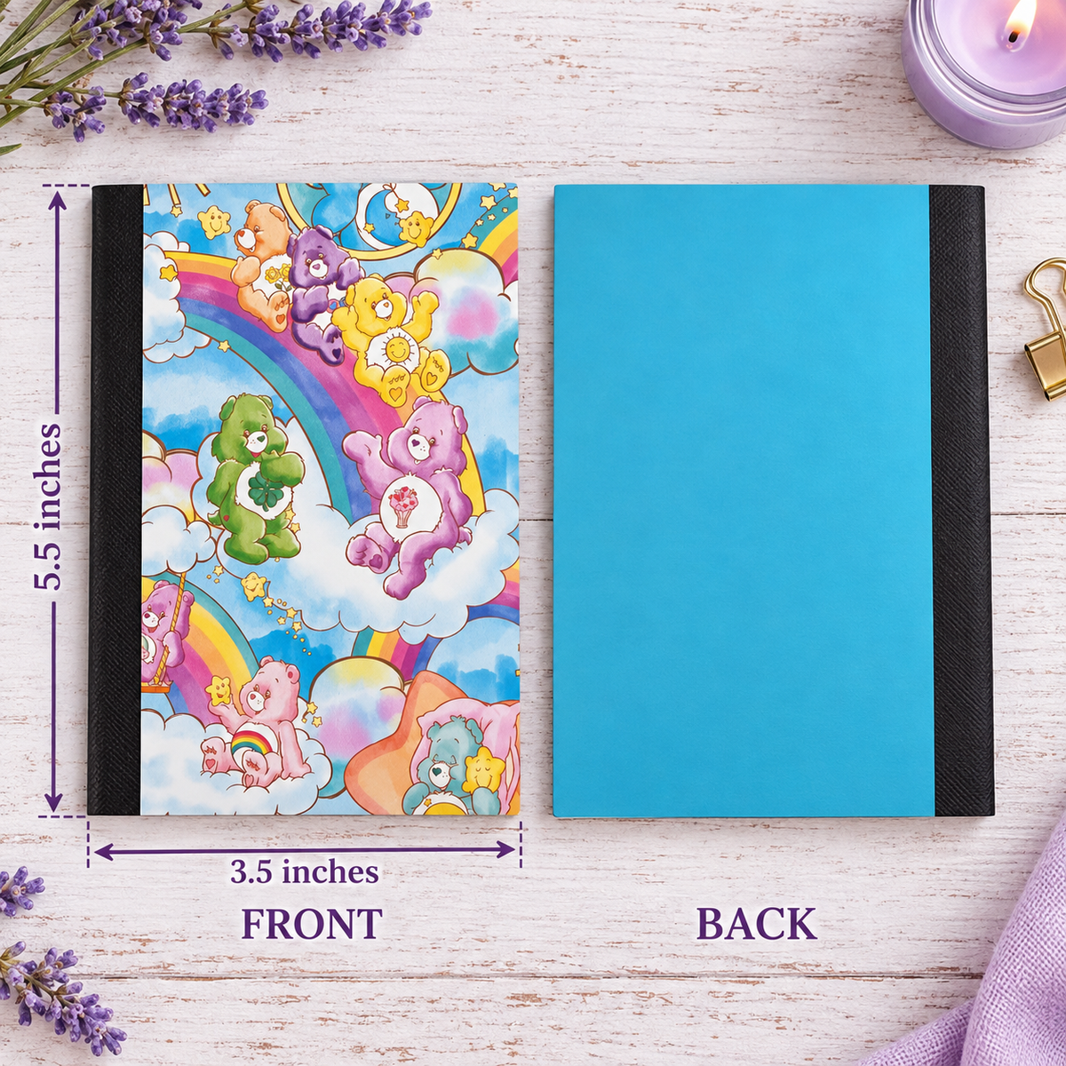 Decorative Vinyl Covered MINIATURE Composition Notebook Care Bears A