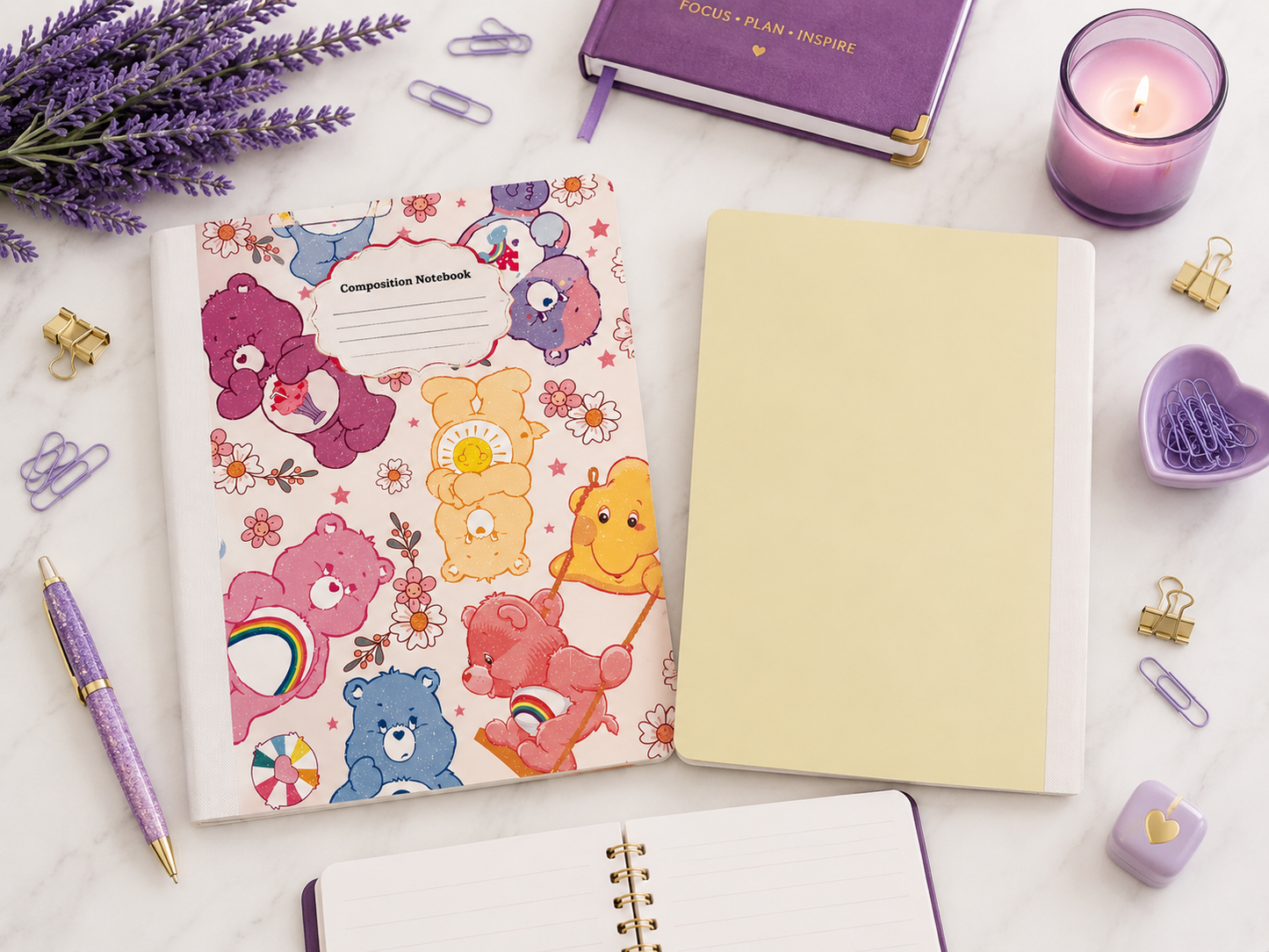 Decorative Vinyl Covered Composition Notebook Care Bears 2
