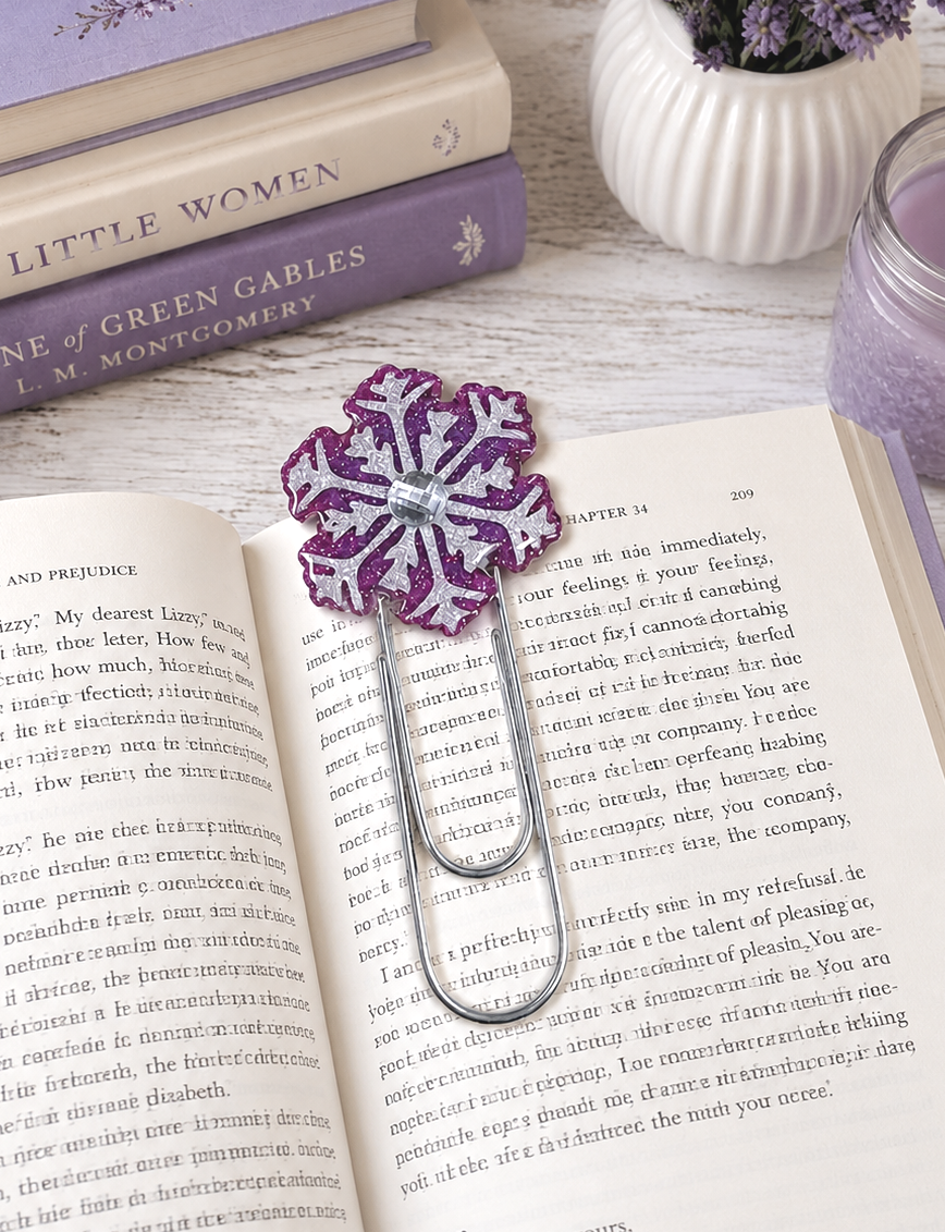 CLEARANCE Holographic Pink Snowflake Jumbo Paper Clip Bookmark