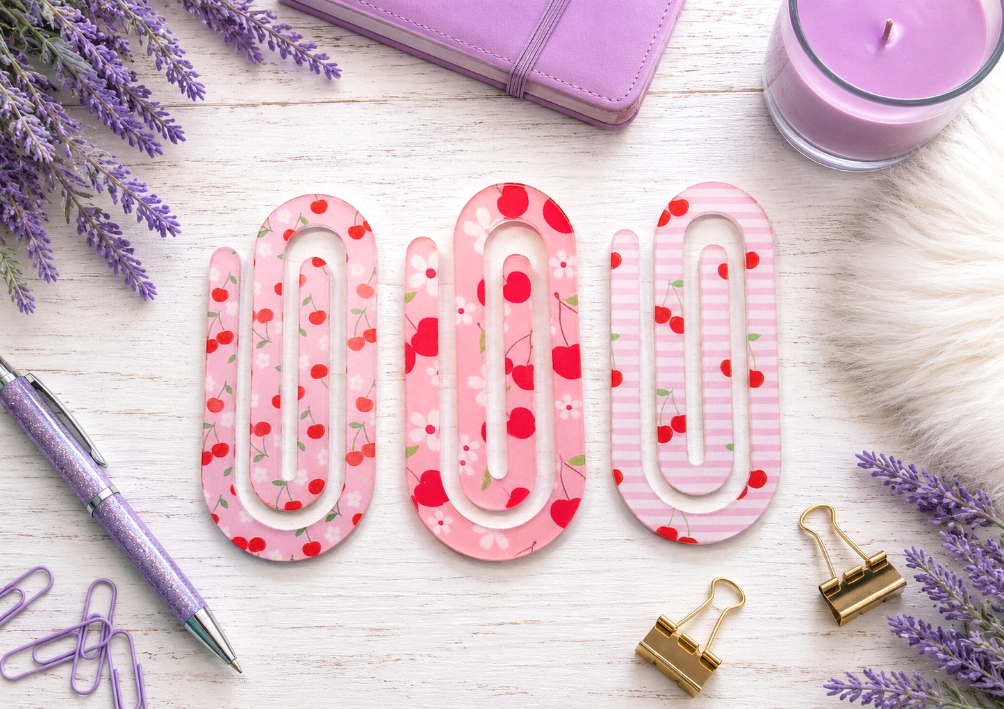Jumbo Decorative Acrylic Paper Clip Cherries 2
