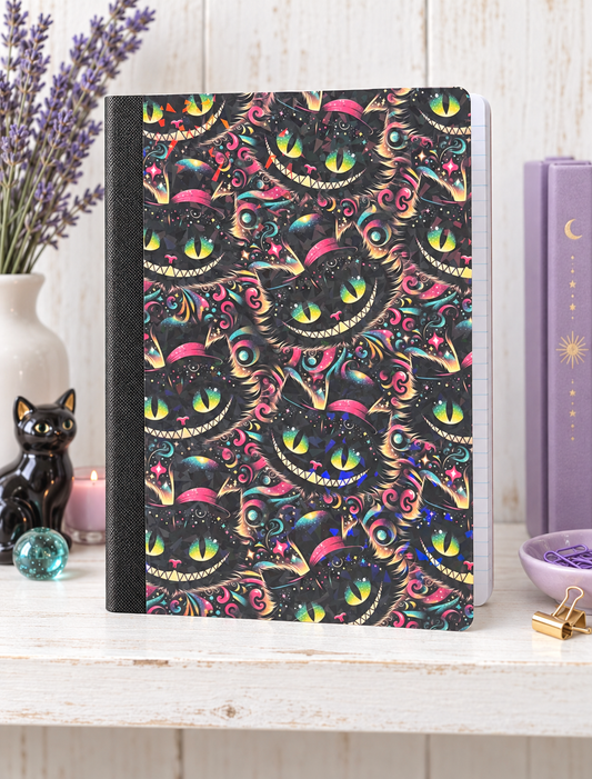 Decorative Vinyl Covered Composition Notebook Cheshire Cat Holographic