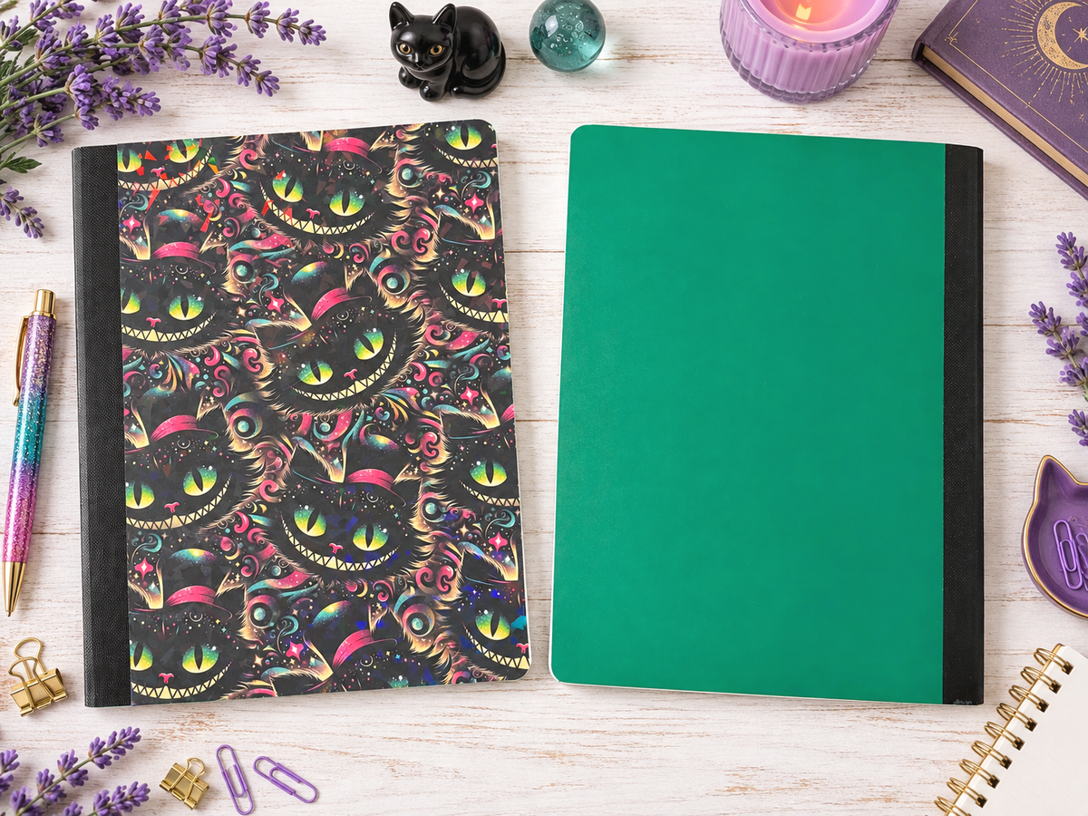 Decorative Vinyl Covered Composition Notebook Cheshire Cat Holographic