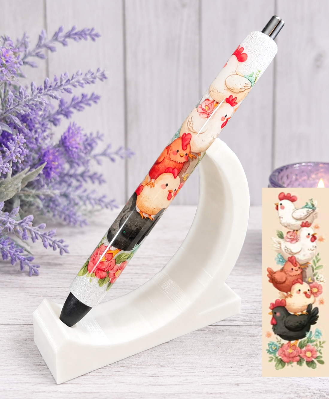 Handmade Cute Chickens glitter pen with free refill
