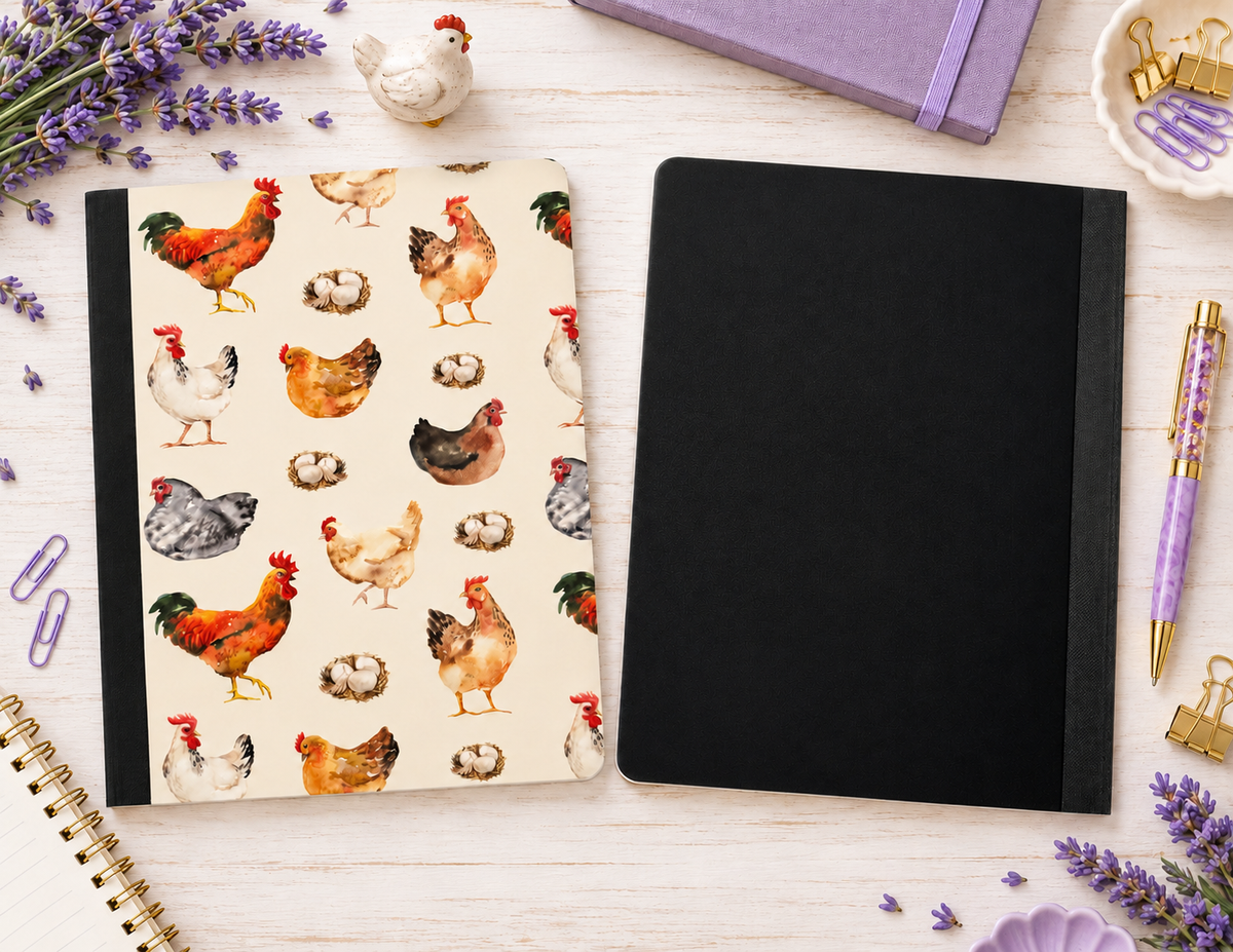 Decorative Vinyl Covered Composition Notebook Chickens and Eggs