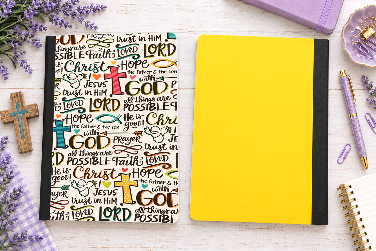 Decorative Vinyl Covered Composition Notebook Christian Phrases