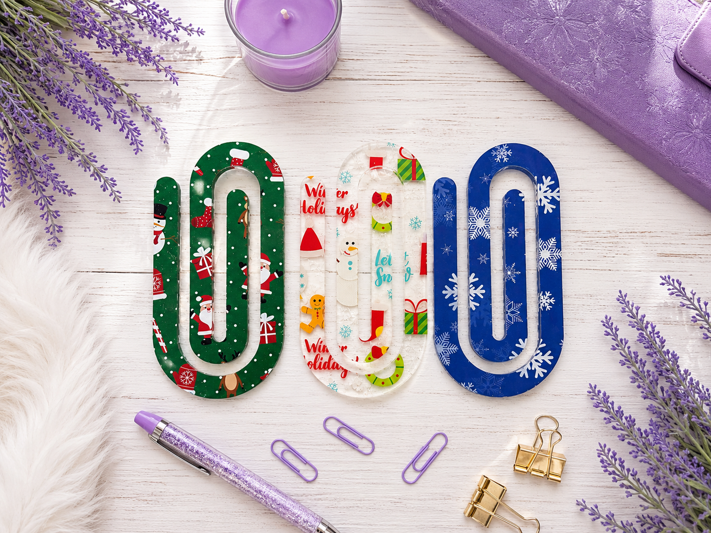 Jumbo Decorative Acrylic Paper Clip Christmas 1