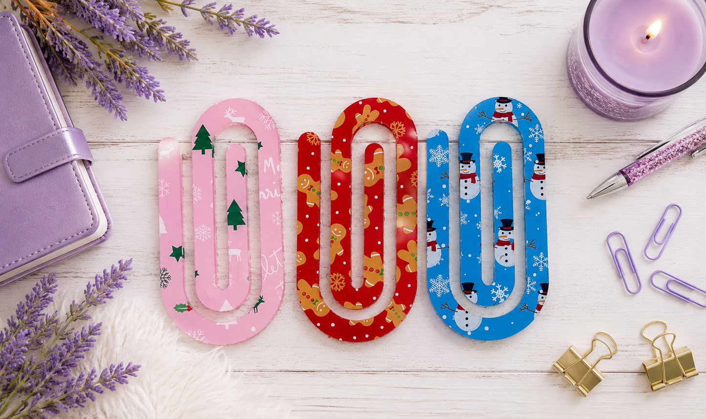 Jumbo Decorative Acrylic Paper Clip Christmas 3