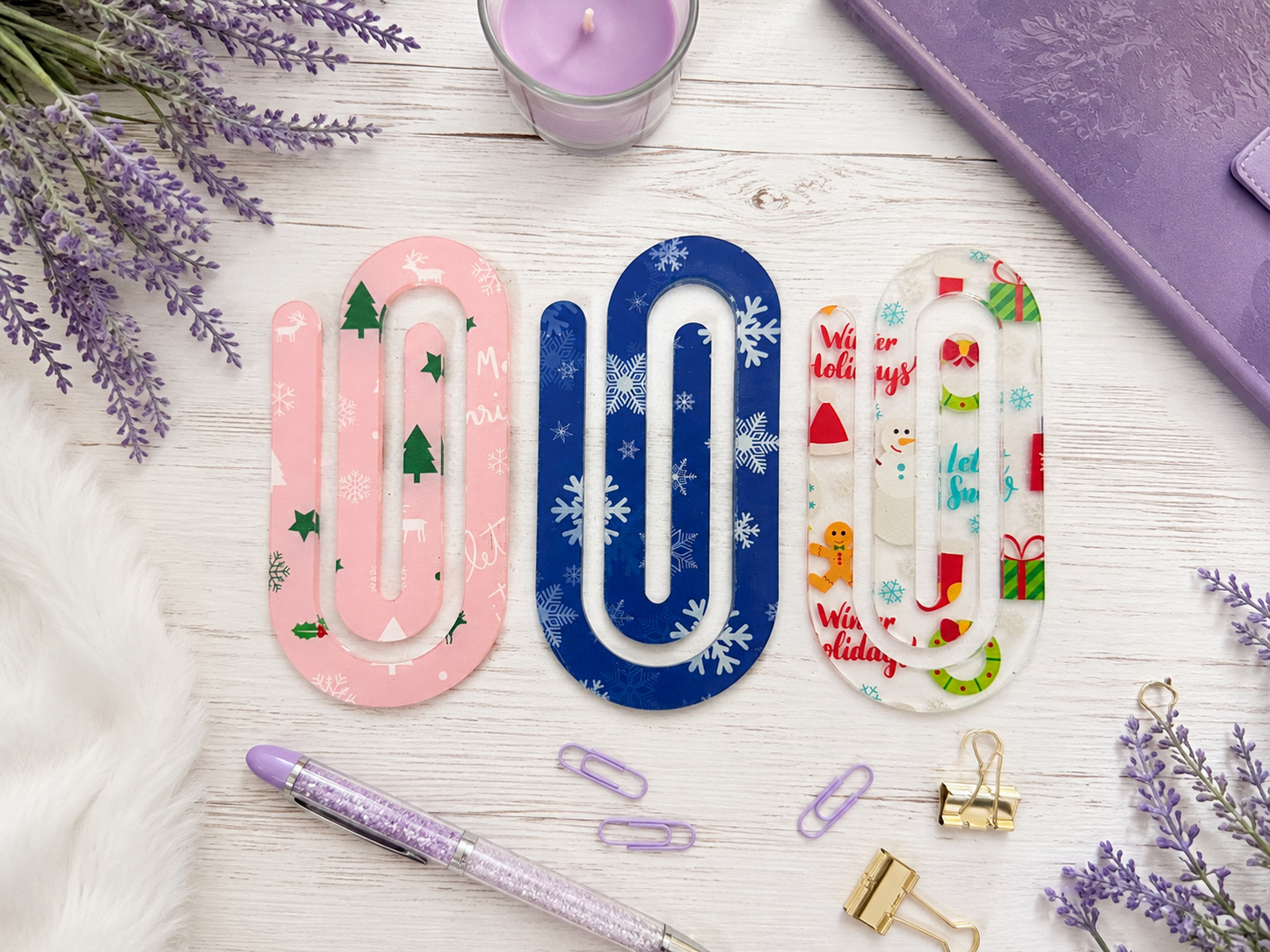 Jumbo Decorative Acrylic Paper Clip Christmas 4