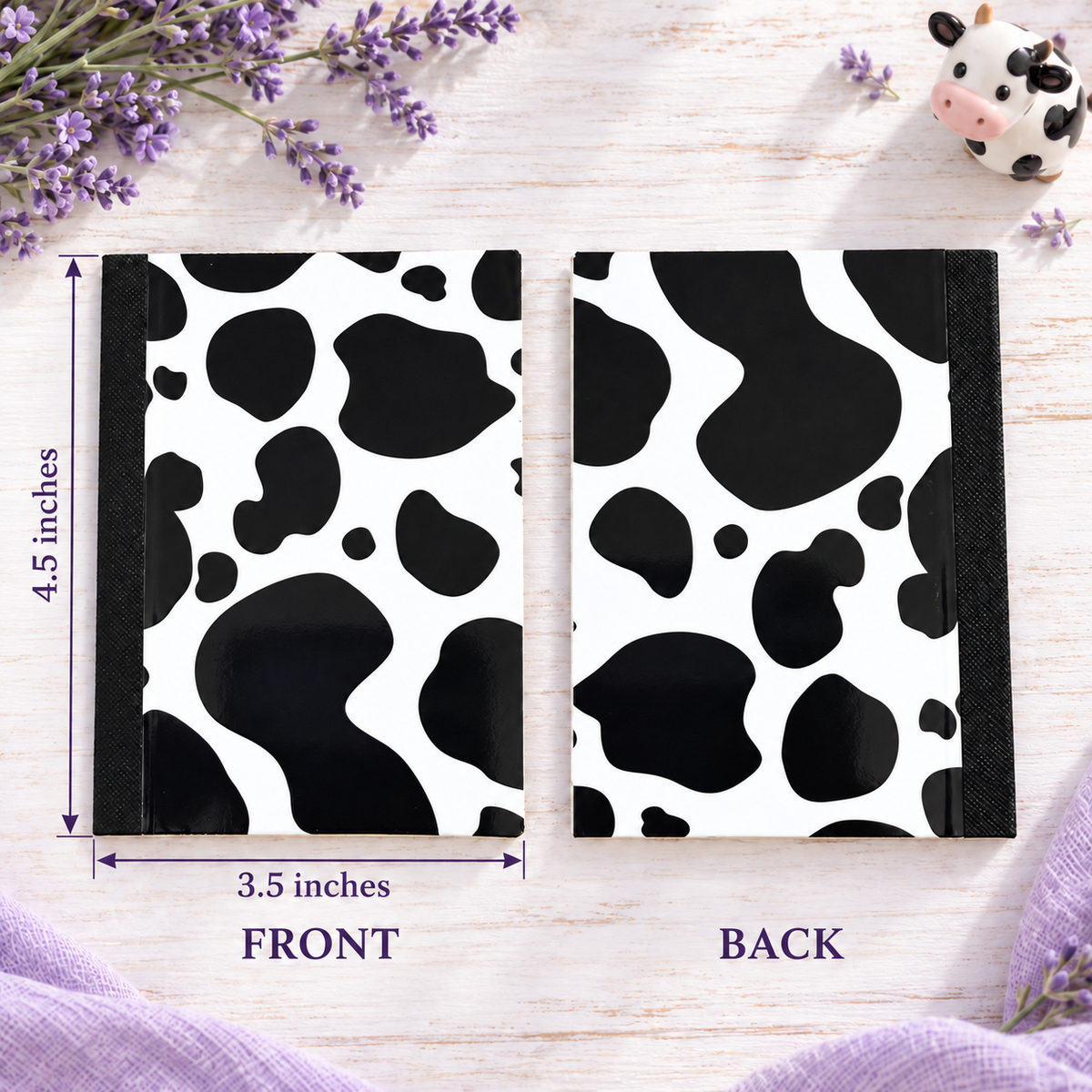 Decorative Vinyl Covered MINIATURE Composition Notebook Cow Print