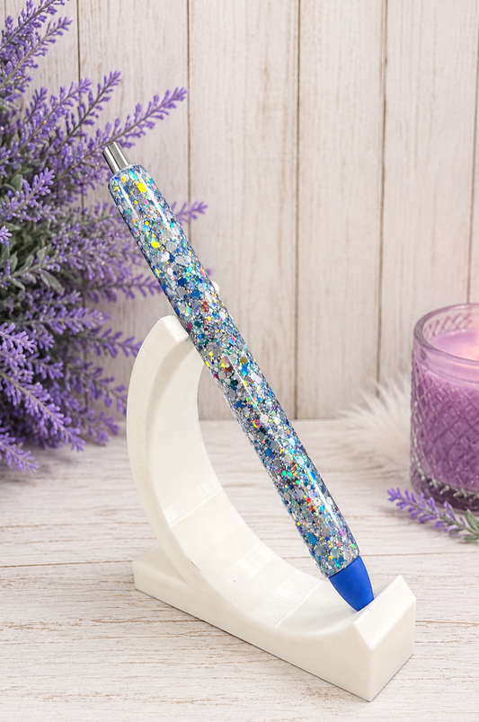 Handmade Blue Party Mix chunky glitter pen with free refill