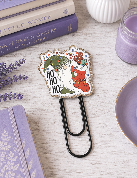 CLEARANCE Book Lovers Christmas Gnome Jumbo Paper Clip Bookmark