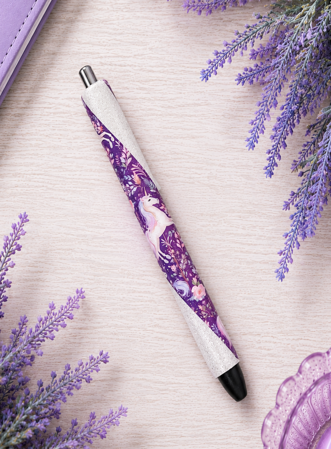 Handmade Majestic Meadows Unicorns  glitter pen with free refill