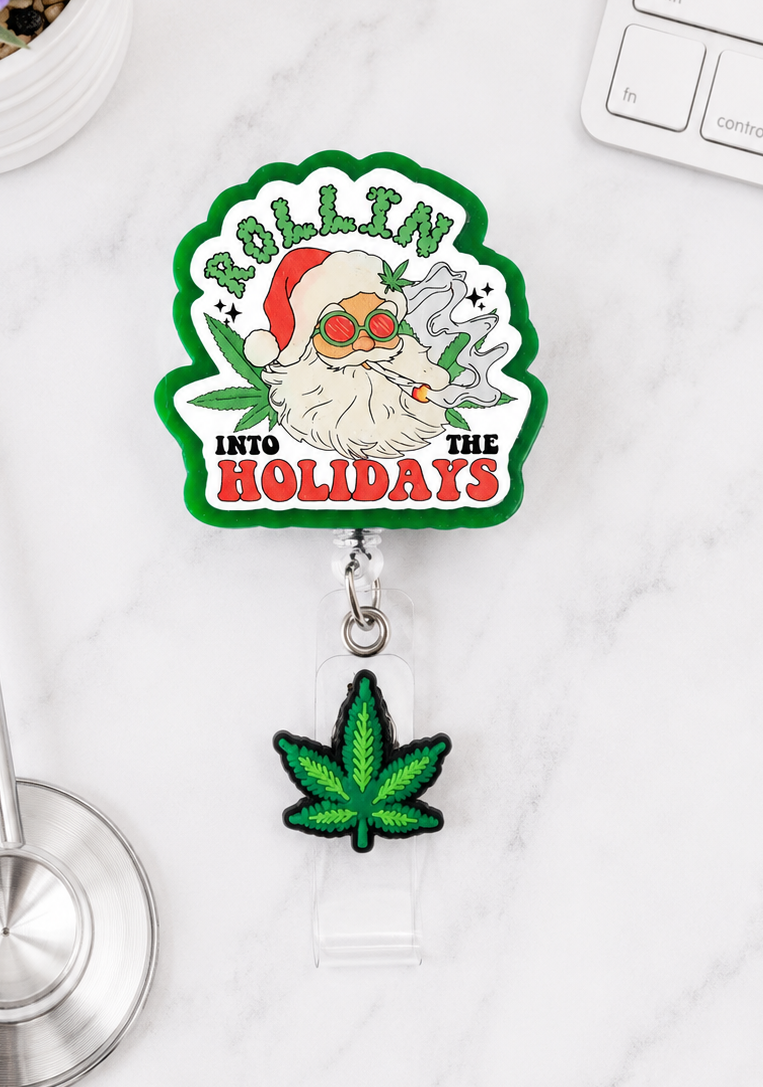 Handmade Christmas Marijuana Santa Badge Reel