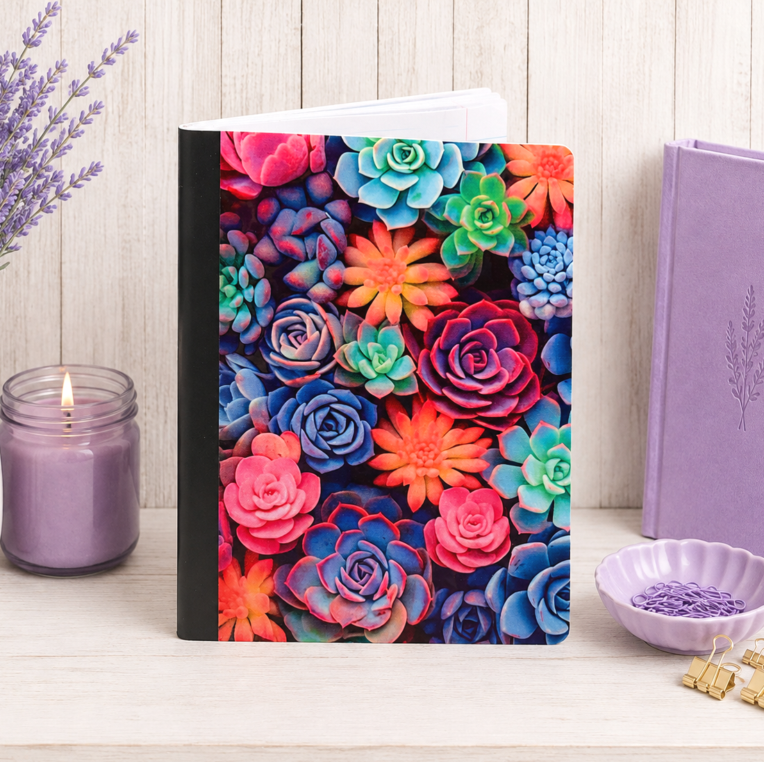 Decorative Vinyl Covered Composition Notebook Succulents