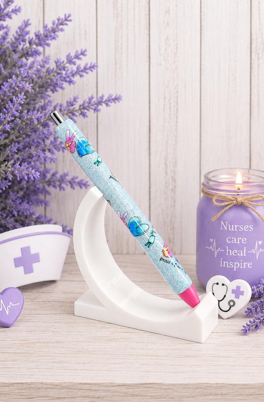 Handmade Peace Love Nursing  glitter pen with free refill