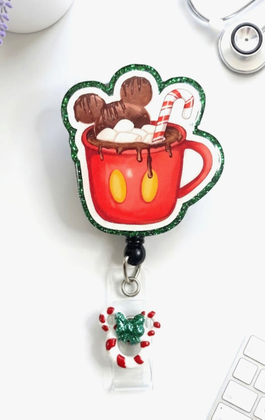 Handmade Christmas Mickey Cocoa Badge Reel