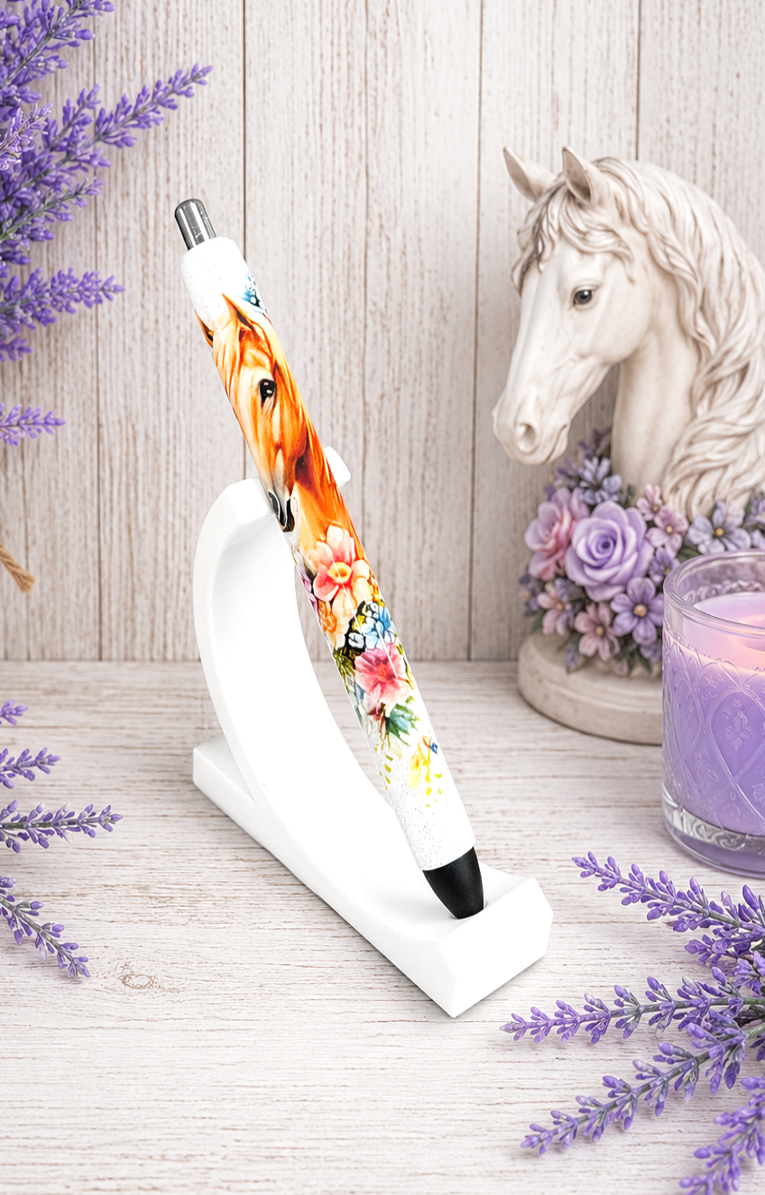 Handmade Horse with flowers glitter pen with free refill 7