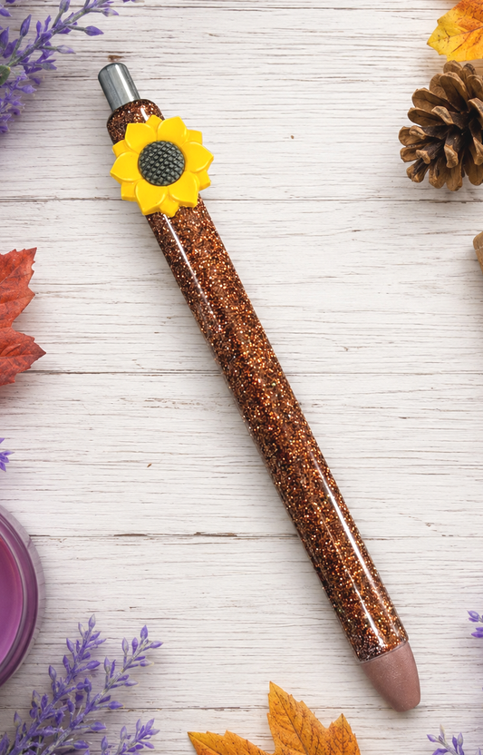 Handmade Sunflower Fall glitter pen with free refill