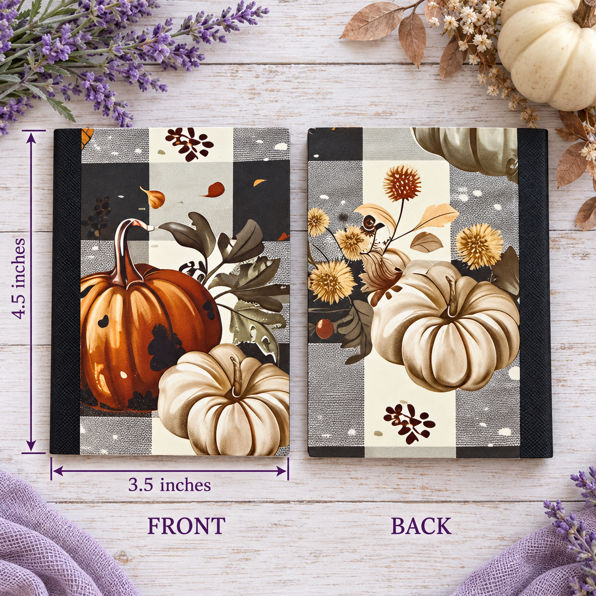 Decorative Vinyl Covered MINIATURE Composition Notebook Autumn Pumpkins