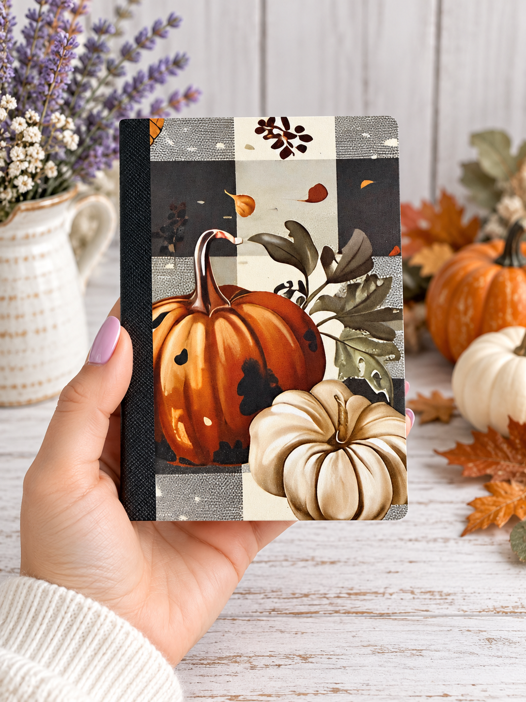 Decorative Vinyl Covered MINIATURE Composition Notebook Autumn Pumpkins
