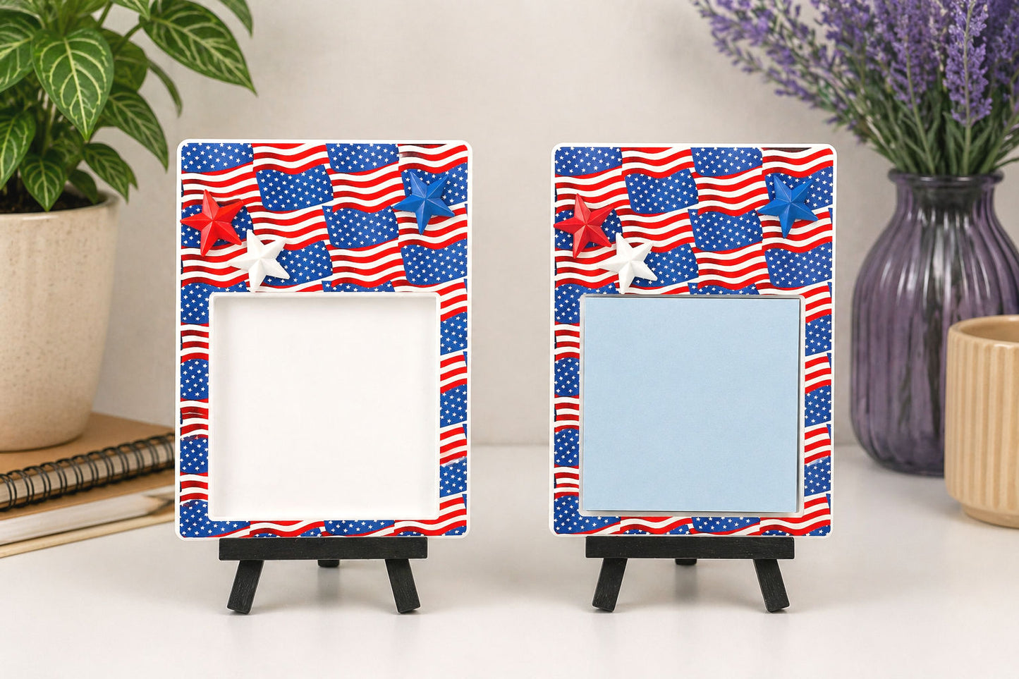 Handmade Patriotic Flags Sticky Note Holder