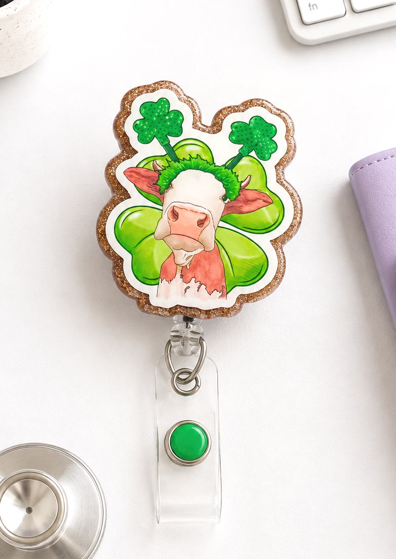 Handmade Cow St Patrick's Badge Reel