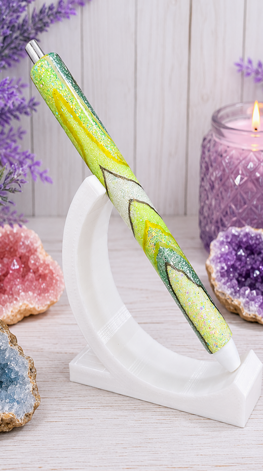 Handmade Green Geode design glitter pen with free refill
