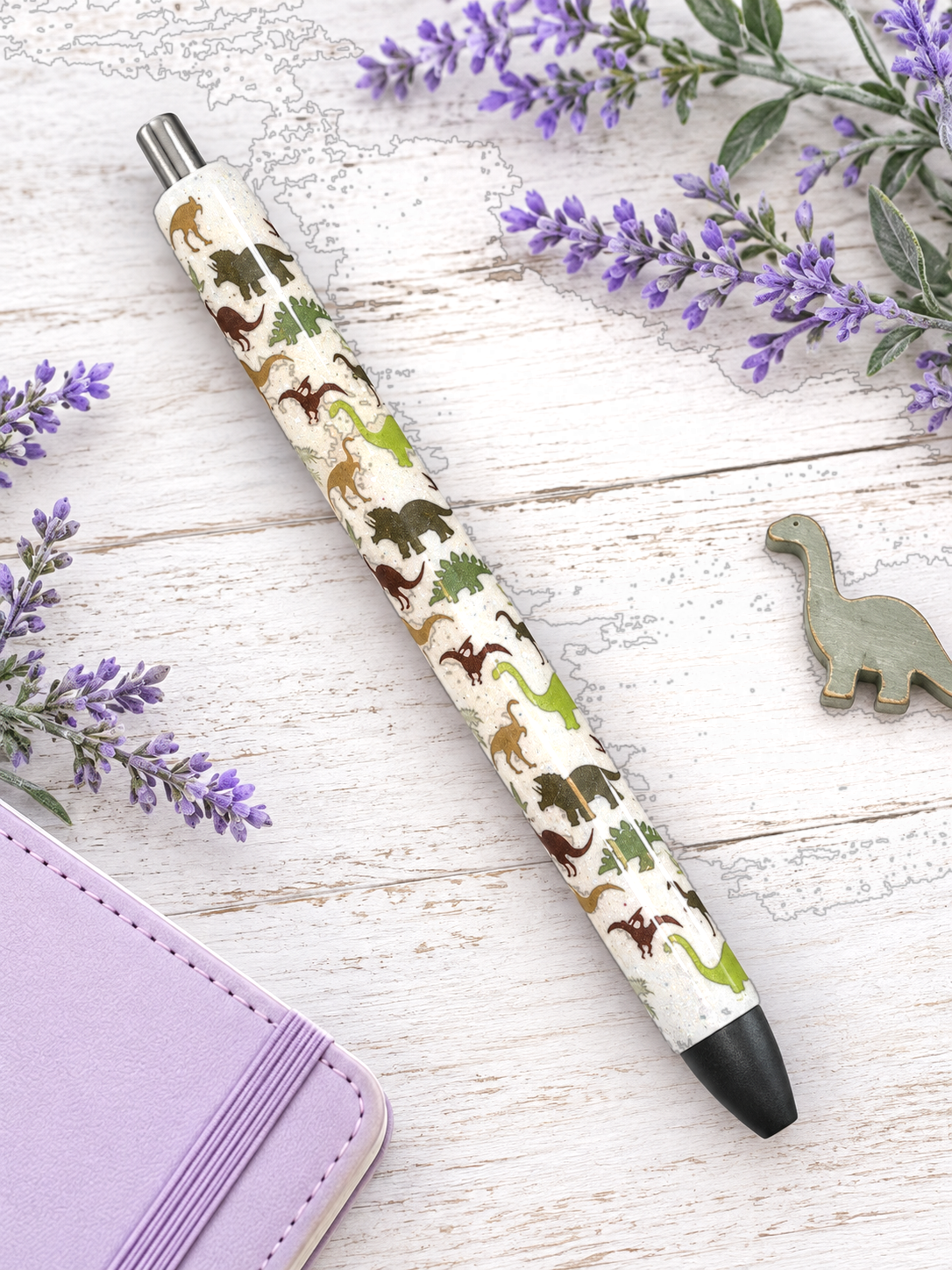 Handmade Dinosaurs glitter pen with free refill