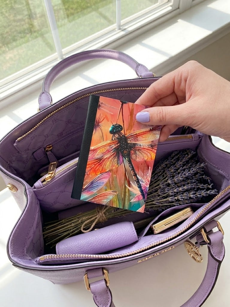 Decorative Vinyl Covered MINIATURE Composition Notebook Dragonflies