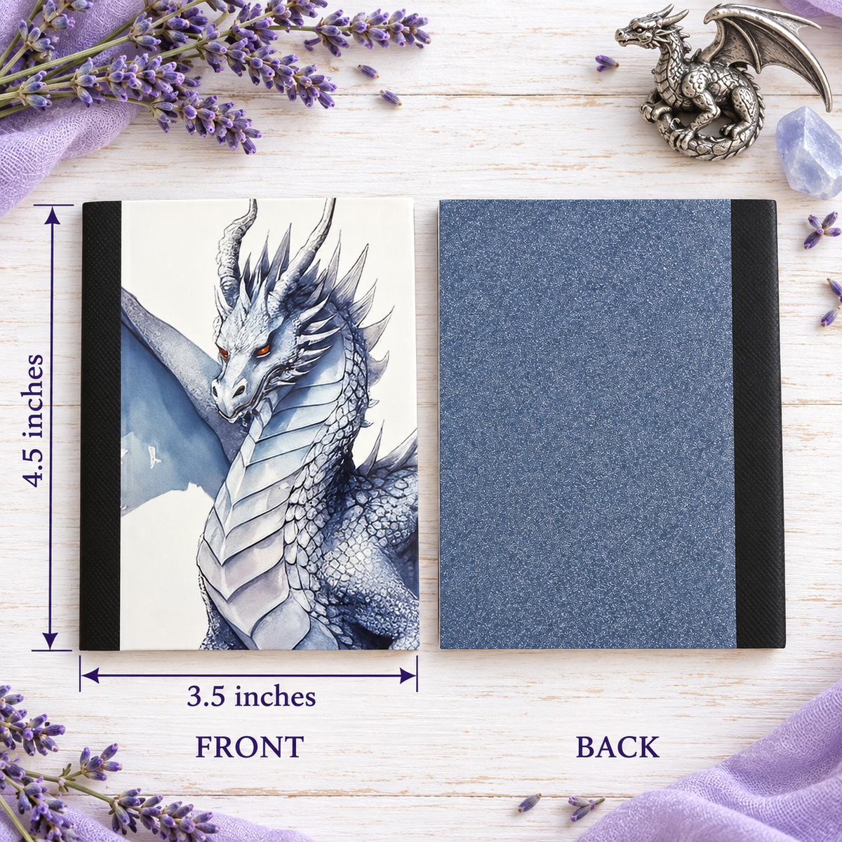 Decorative Vinyl Covered MINIATURE Composition Notebook Blue Dragon
