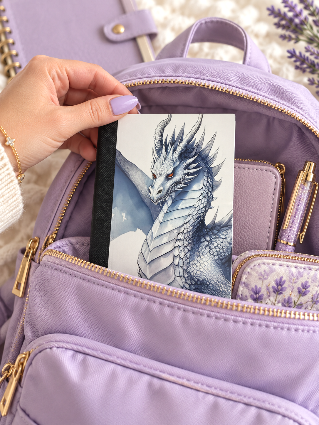 Decorative Vinyl Covered MINIATURE Composition Notebook Blue Dragon