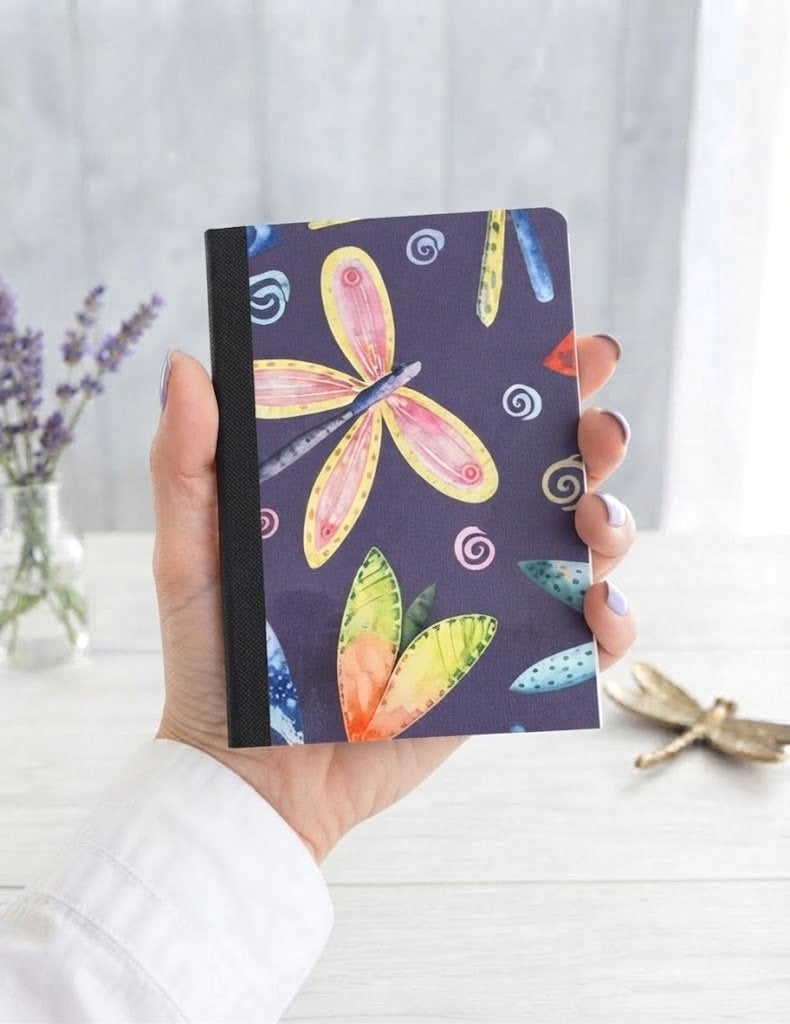 Decorative Vinyl Covered MINIATURE Composition Notebook Dragonflies