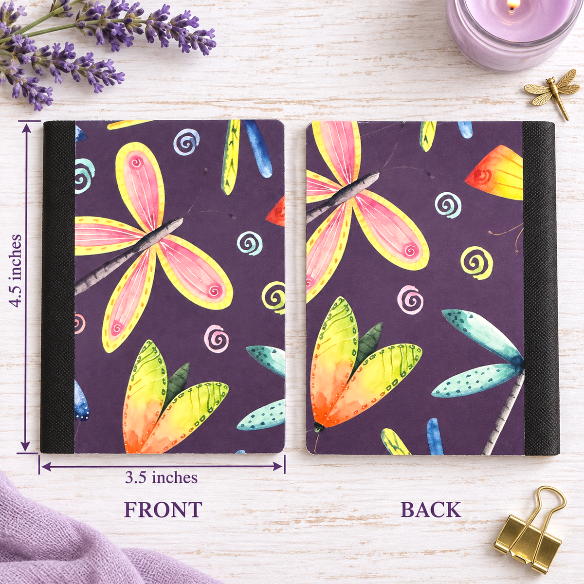 Decorative Vinyl Covered MINIATURE Composition Notebook Dragonflies