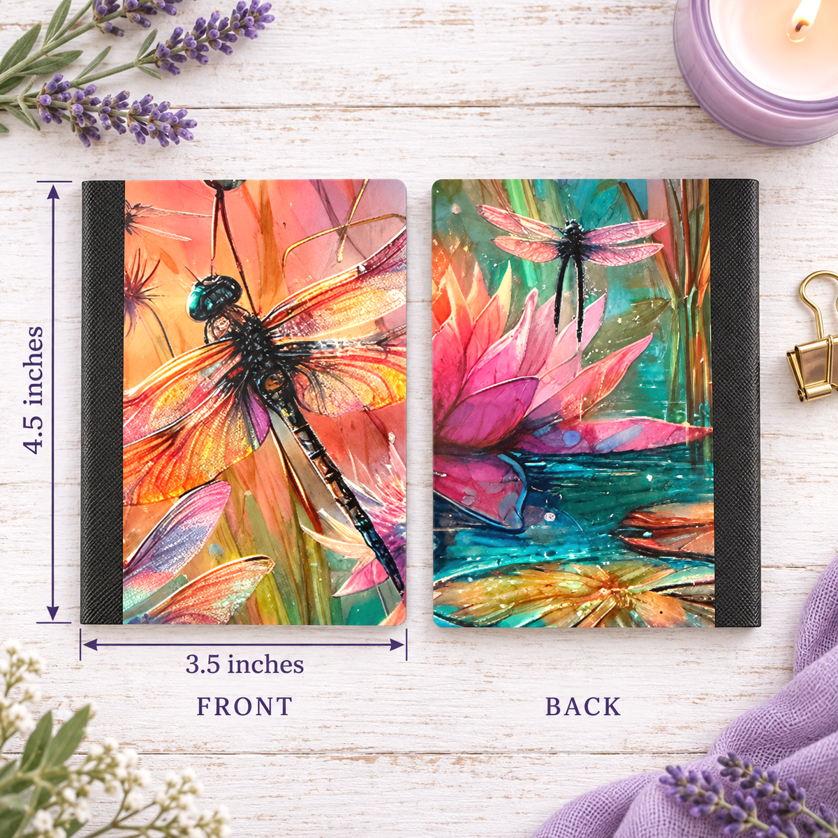 Decorative Vinyl Covered MINIATURE Composition Notebook Dragonflies