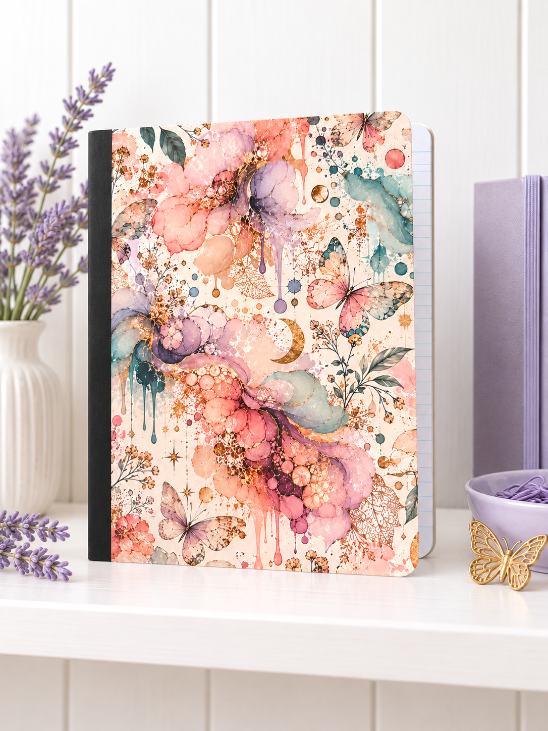 Decorative Vinyl Covered Composition Notebook Flowers