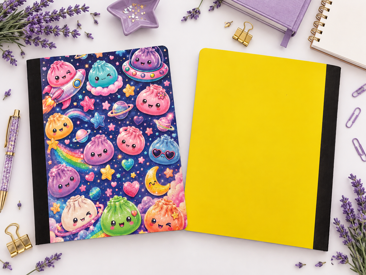 Decorative Vinyl Covered Composition Notebook Holographic Dumplings