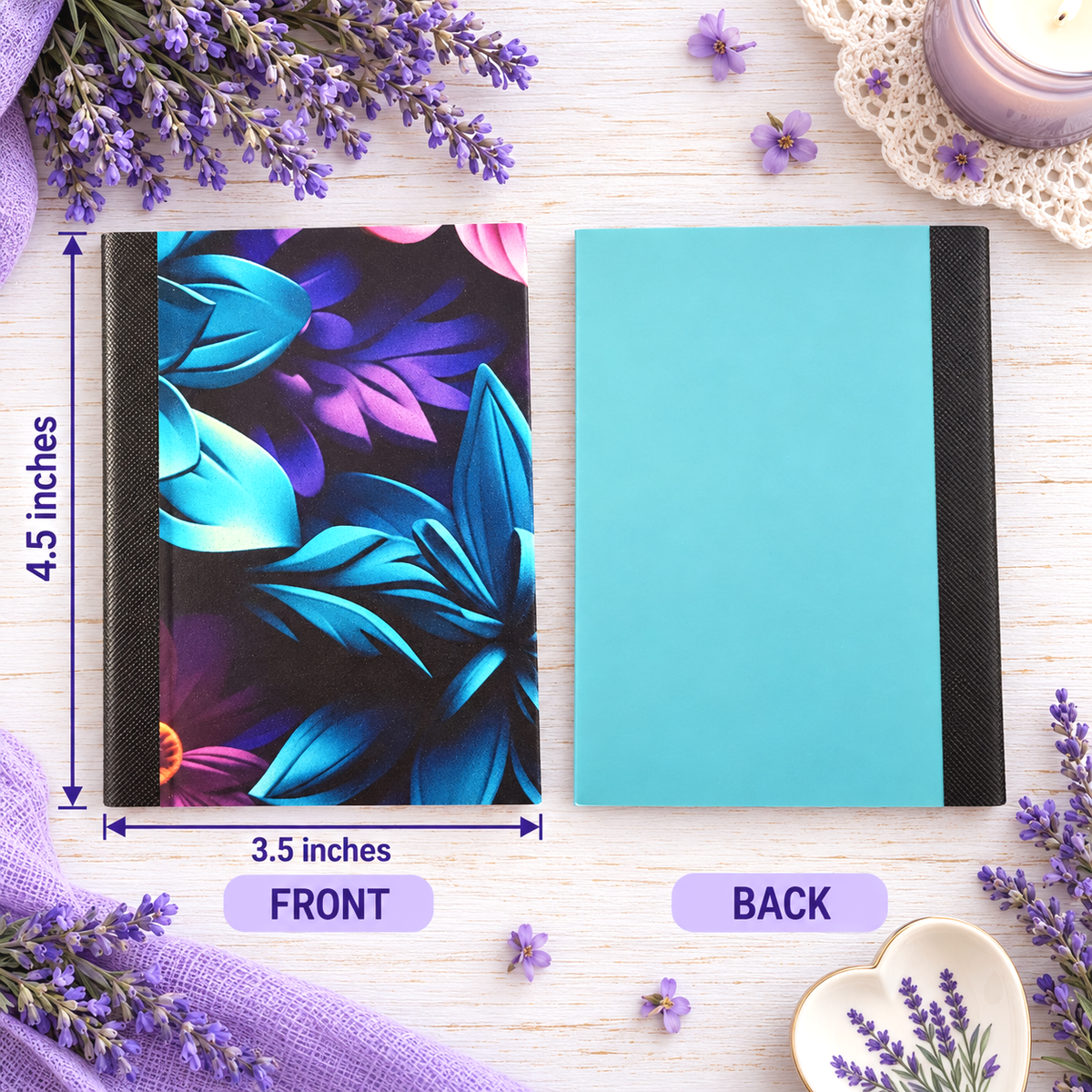 Decorative Vinyl Covered MINIATURE Composition Notebook Metallic Flowers