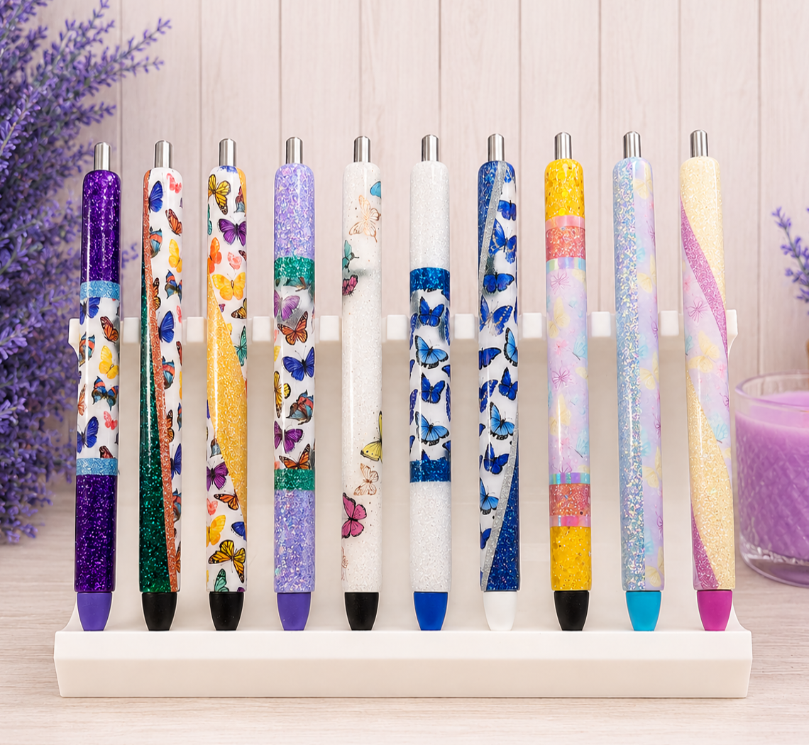 Handmade Pastel Butterflies with yellow glitter pen with free refill