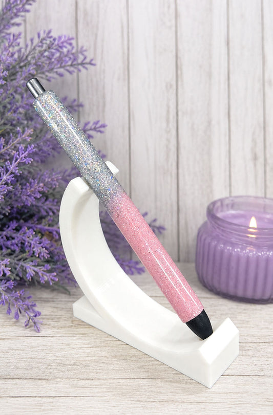 Handmade Silver and light Pink Ombre glitter pen with free refill