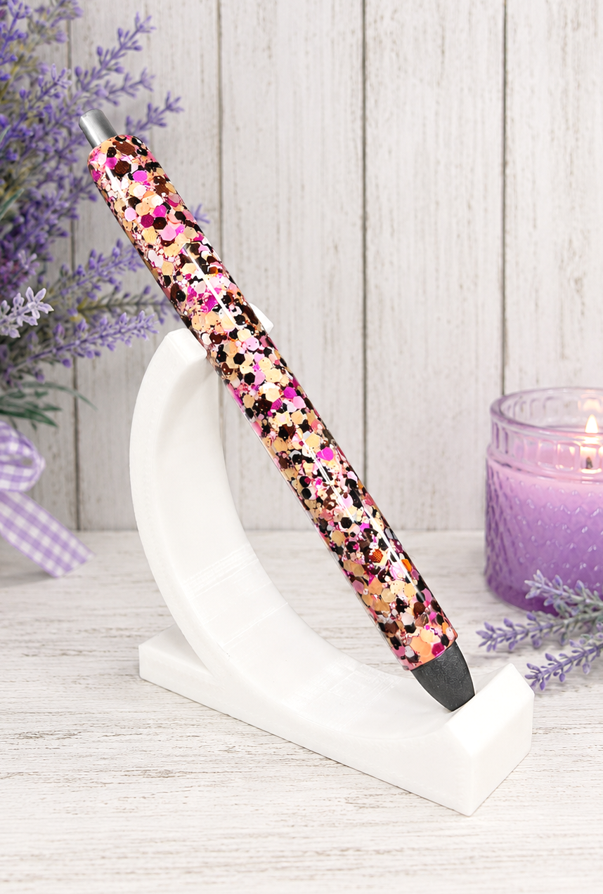Handmade Pink Orange Black  glitter pen with free refill