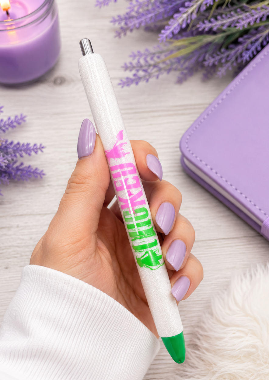 Handmade Wicked Themed glitter pen with free refill