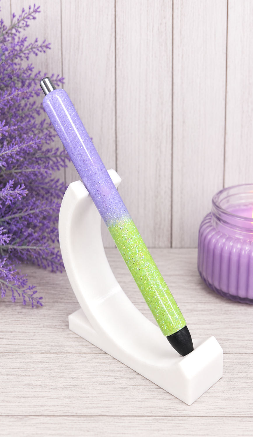 Handmade Lavender and Bright Green ombre glitter pen with free refill